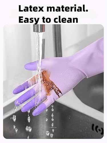 Miniatura 6 de Household Cleaning Durable Latex Women's Gloves Short, Reusable Dishwashing Work Gloves Anti Slip Powder Free