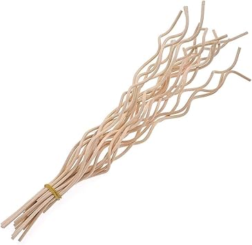 Royal Sapphire Reed Diffuser Sticks,Essential Oil Fragrance Handmade Aromatherapy Wavy Rattan Home Decor Volatile Stick Diffuser ReplacementWood Color 50pcs 9inches