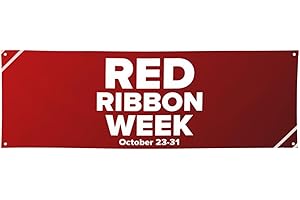 Red Ribbon Week Banner 24 * 71 Inches Holiday Sign Wall Hanging Decoration