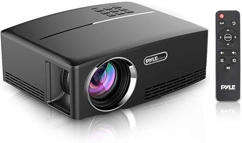 Pyle Proyector de cine en casa multimedia portátil, LED HD 1080p con proyección del sistema de datos digitales por USB HDMI para películas de cine,