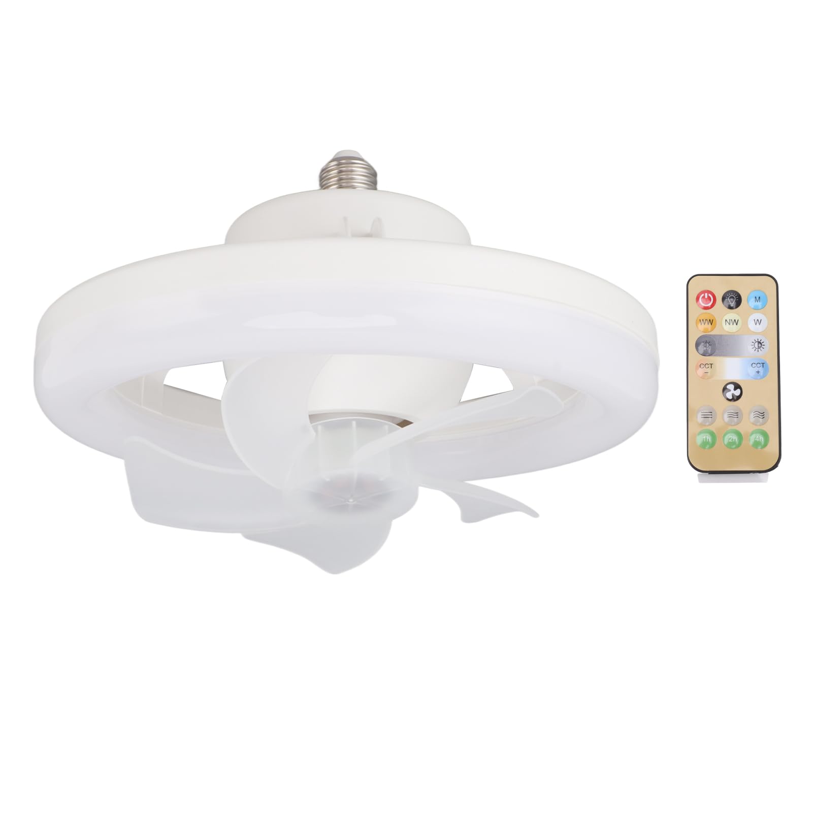 Fabater Ventilatore Da Soffitto Con Luce E Telecomando, Ventilatore A Dimterabile LED 3000K-6500K, Ventola Di Raffreddament E27, Piccolo Vengitore Da Soffitto per/Bagno/Lavanderia