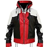 Arkam Knight Kunstlederjacke – Fledermaus-Logo Slim Fit Weste und Jacke Combo – Zwei-in-Eins-Cosplay-Kostüm, rot / schwarz, Small