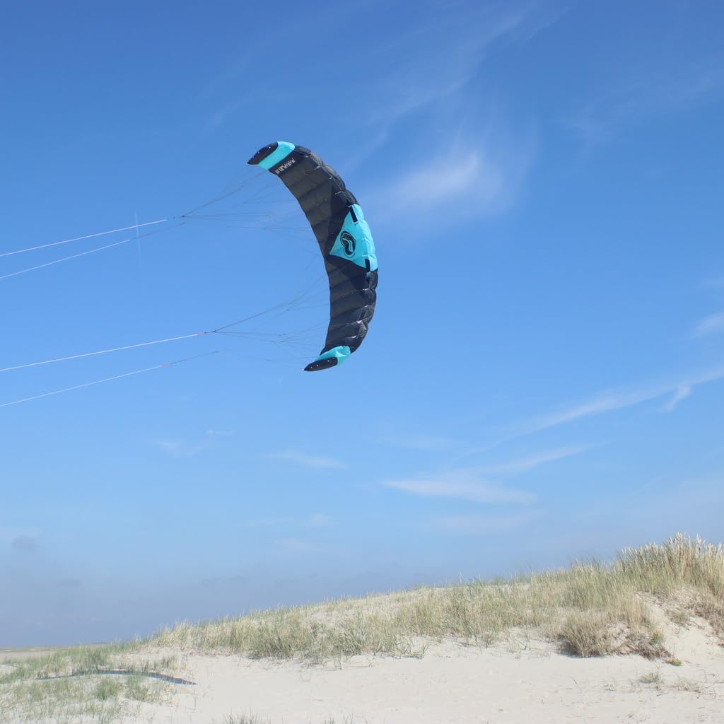 Wolkenstürmer® Paraflex Quad 3.9 (blau) - Vierleiner Lenkmatte für Mountainboard und Buggy, flugfertiger Kite mit 4x18m Dyneemaleinen & Quad-Handles