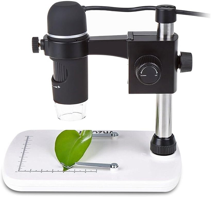 5MP USB Microscope,MAOZUA Handheld Digital Microscope 1080P Microscope Camera with Professional Base Stand for Windows, Mac, Vista with 8 LED Lights