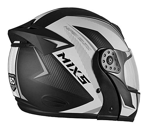 Capacete Mixs Gladiator Neo Brilhante Escamoteavel Articulado Robocop preto com grafite 60