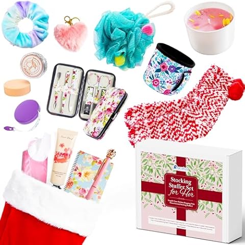 14 Pc All in One Luxury Stocking Stuffer Set for Her. Super Thoughtful Premium Christmas Sock Gifts to Make Women Feel Special. Pre-made Variety of Fillers to Totally Stuff Xmas Boot for Wife/Daughter Cover