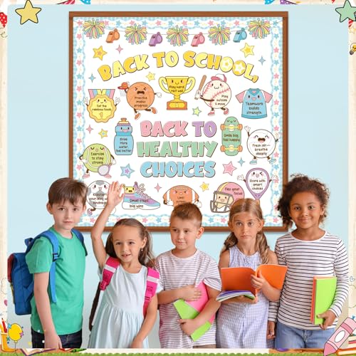 Funrous Sports Bulletin Board Back to Healthy Choices Cutout Back to School Classroom Decor with Positive Affirmations for First Day of School Classroom Wall Door Decor — view 4