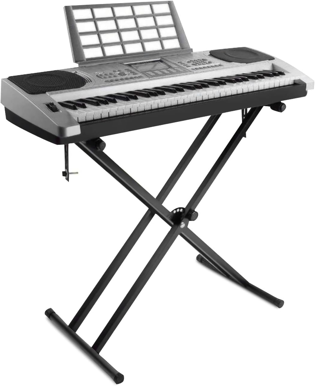 Ejoyous Soporte de Teclado Ajustable con Correas de Bloqueo, Marco en X, Patas de Perfil Simple