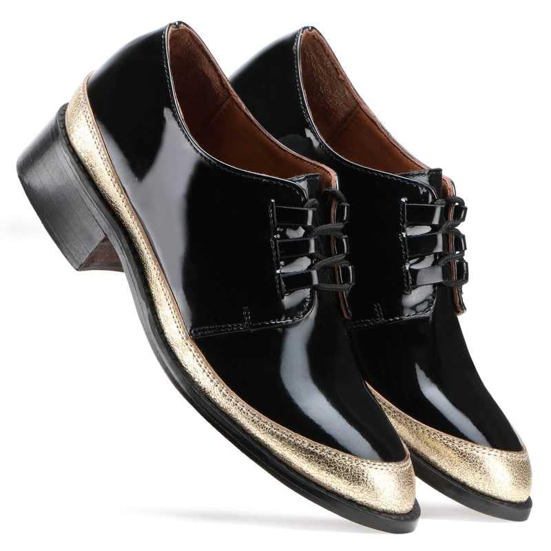 Norah Black Formal Leather Lace-up Derby Shoes for Women-image-1