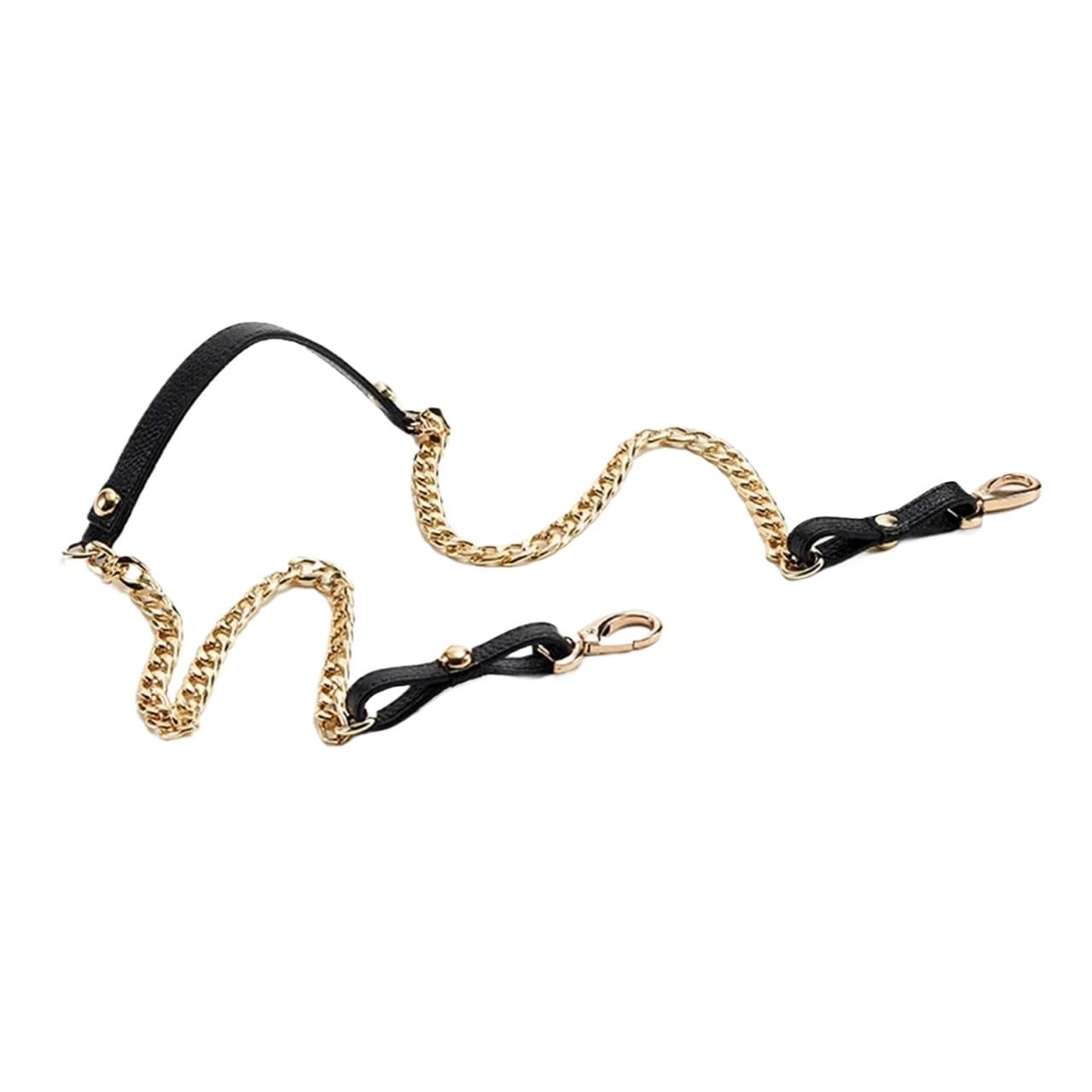 YUSUZH 1PCS 120CM Shoulder Bag Chain Aluminum with Leather Clasp Parts Buckle for Small Bag(Black)
