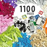 1100 Piece Building Bricks Kit with Wheels, Tires, Axles, Windows and Doors Pieces - Pastel Colors - Compatible with All Major Brands