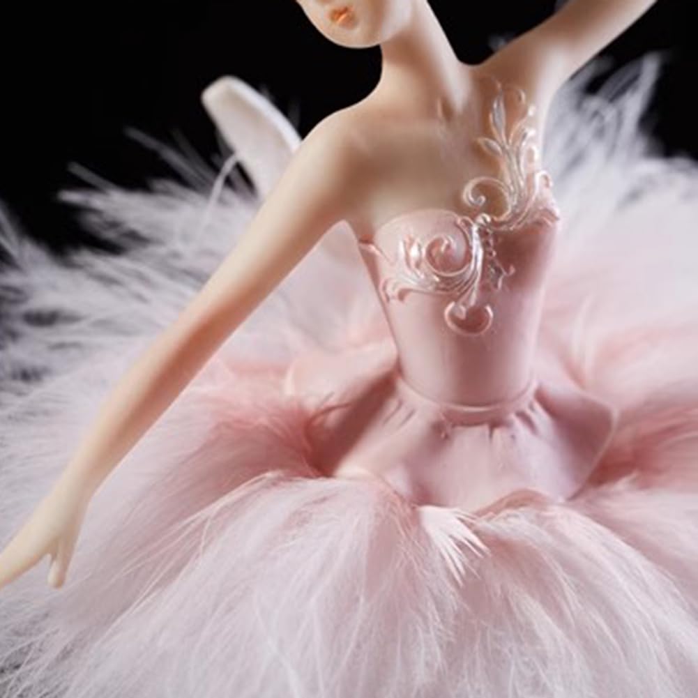Boîte à musique de ballerine, boîte à musique rotative avec jupe, boîte à musique exclusive de ballerine avec lac pour cadeau d'anniversaire, rose