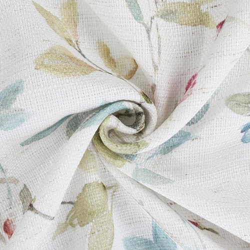 Image of Chyhomenyc Roman Valance for Windows, Light Filtering Linen Blend Textured Small Curtains, Leaf Floral Short Valance for Bathroom Laundry Basement, Each 38Wx14L Inch, 2 PCS