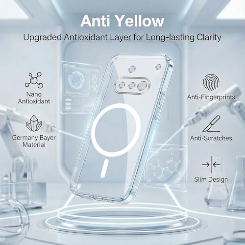 Image of Jkobi Lifetime Anti-Yellow MagSafe Compatible Clear Back Cover Case for Nothing Phone 3A 5G (Sleek Hard Crystal | Shockproof and Camera Protection)