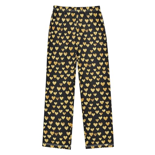 Golden Hearts A Long Pajama Pants Bottoms Soft Sleepwear with Pockets