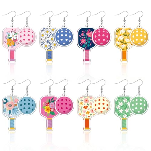 Sureio 8 Pairs Novelty Earrings Set for Women Funny Weird Acrylic Dangling Unique Jewelry Birthday Holiday Gifts(Dinkball)