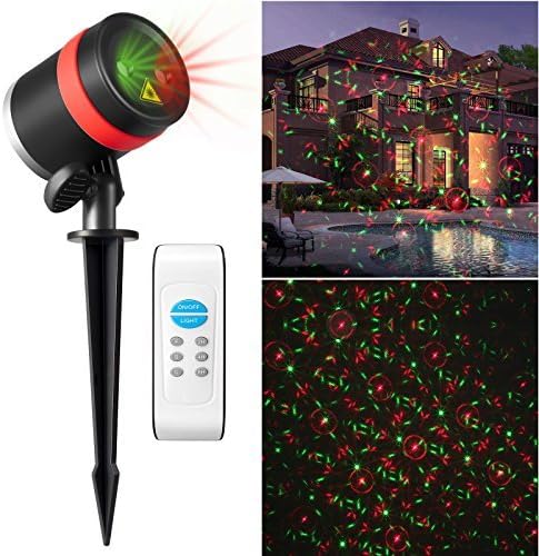Christmas Laser Lights, ALPULON 8 in 1 Patterns RG Starry Laser Projector Lights IP65 Waterproof Landscape Lights with Remote Control Timer for Christmas Garden Yard Tree Decor Outdoor Party