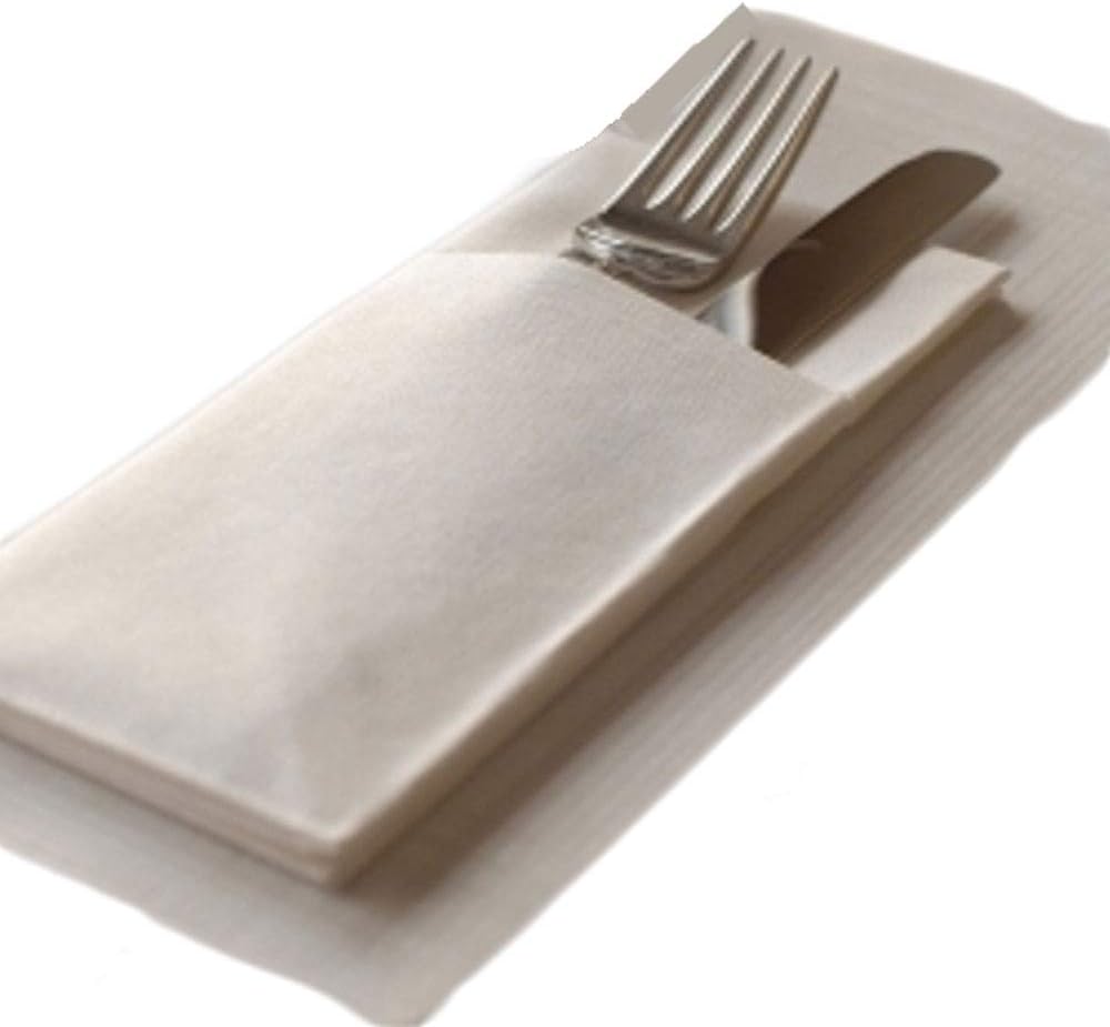 Pack of 100 Premium Quality Linen Feel Airlaid White Pocket Napkins