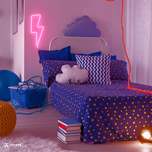 Image of Atomi Smart Neon LED Light I Decorative Wall Art for Bedrooms, Bars & DIY Designs I USB Powered, 10 ft Cord - Bolt- Pink