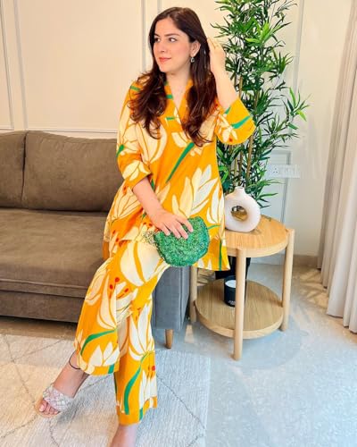 Image of ANNI DESIGNER Cotton Blend Women's Kurta with Pant