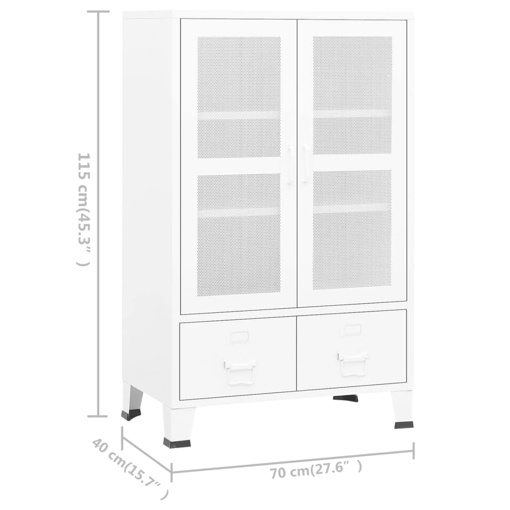vidaXL Armadio Classificatore Industriale Bianco 70x40x115 cm Metallo