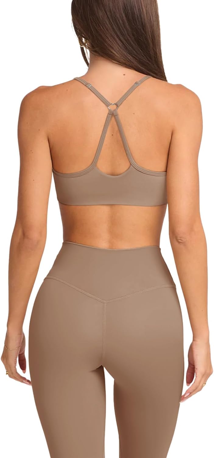 LASLULU Womens Adjustable Spaghetti Straps Sports Bra Sweetheart Neck Wireless Padded Workout Yoga Crop Tops - Image 3