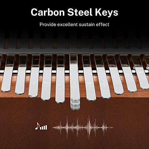 Kalimba 17 Keys Thumb Paino Made By Solid Mahogany With Study Instruction And Tune Hammer, Portable Mbira Sanza African Wood Finger Piano #TOP4