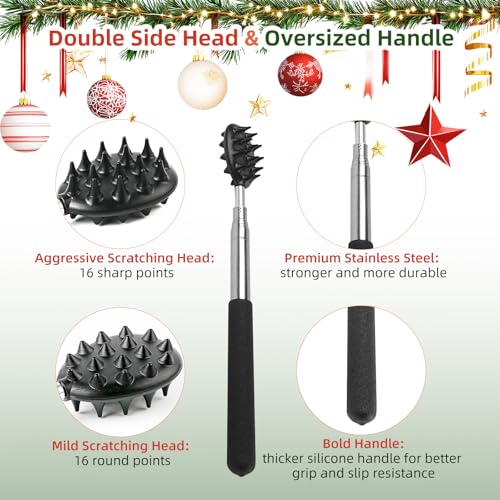 Image of WOVTE Stocking Stuffers for Men Women Adults, Back Scratcher with Christmas Packaging Box & 4PCS Detachable Scratching Heads, Christmas Gifts for Men Women Husband Dad Mom Wife, White Elephant Gifts