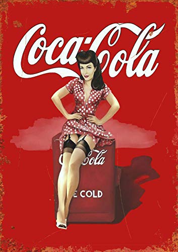 Coca Cola Plaque murale vintage en métal pour inscription « Kitchen Drink Pop » Taille XL A3 (400x290mm)