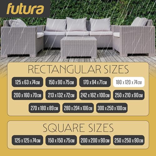 Futura Premium Rectangular Garden Furniture Covers Waterproof 180x120x74cm, Heavy Duty 600D Oxford Fabric Outdoor Table - Image 4