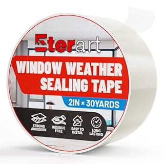 ETERART Transparent Weatherproof Seal Tape 2" x 30 Yards, High Strength Waterproof Sealing Tape for Windows Doors, RV Bathroom Kitchen Outdoor, Air Water Leakage Protection Adhesive Weather Stripping