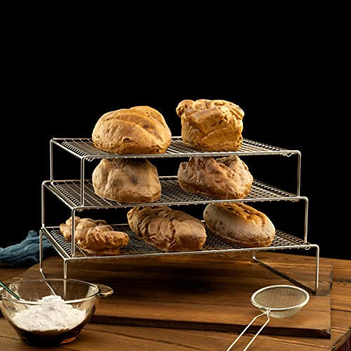 Lanejoy 3-Tier Stackable Cooling Racks For Cooking And Baking Stainless Steel Oven & Dishwasher Safe Cooking Rack 15 * 10 * 3 In #TOP7