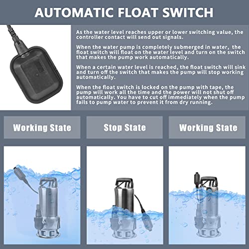 Extraup 1.5Hp 4250 Gph Stainless Steel Sump Submersible Clean Dirty Heavy Duty Drain Water Transfer Pump Pool Pond Flood Pump #TOP5