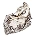 Produktbild CADANIA 90x90cm Damen Faux Silk European Retro Schal Kontrastfarbe Leopard Square Schal Metallkette Print Halstuch Handtasche Ribbon Beige