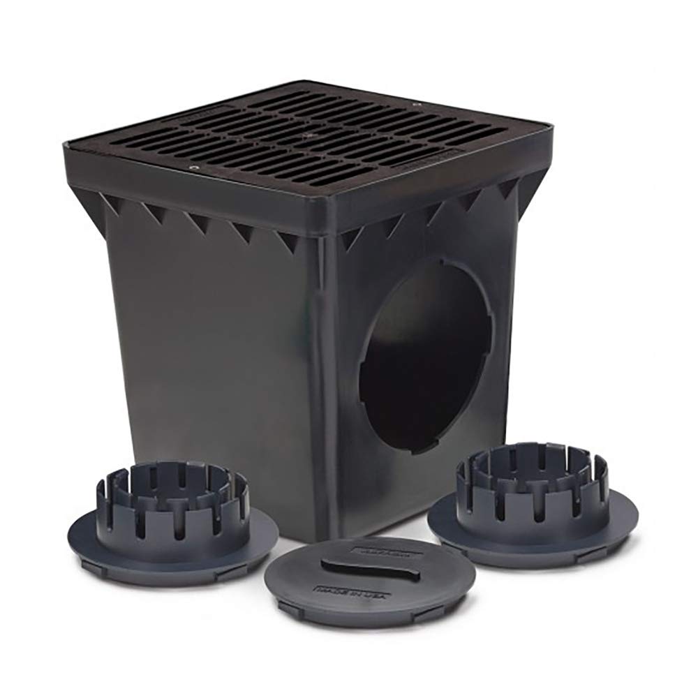 Rainbird Basin with 2 Outlets and Flat Grate with 2 DBAA34 Adapters and 1 DBAAP Basin Plug, Black, 12