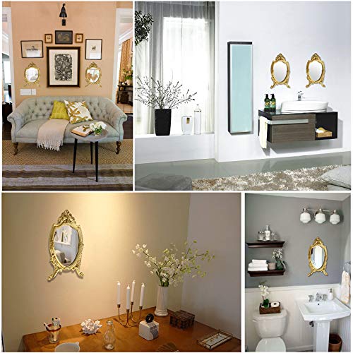 Juxyes Antique Gold Resin Frame Decorative Wall Mirror Makeup Mirror, Vintage Cosmetic Mirror With Golden Frame, Elegant European Wall Hanging Dressing Mirror Decor For Bathroom Bedroom #TOP7