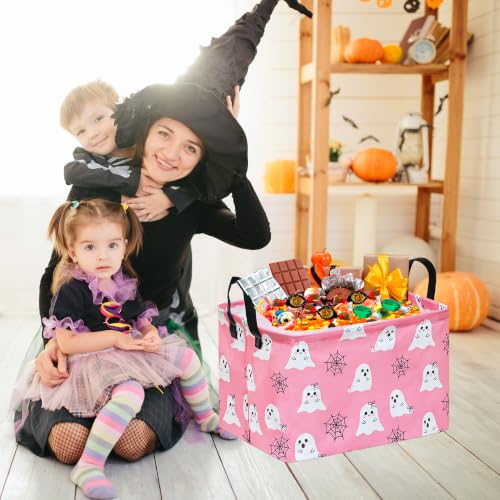 Image of Rec Halloween Ghost Storage Basket Box Hamper Collapsible Organizer Bin Gift Shelf Baskets for Home and Kitchen Storage.