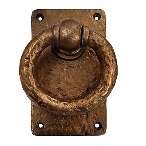 Adonai Hardware "Adonikam Antique Heavy Duty Cast Iron Front Entry Sturdy Ring Medieval Door Knockers (1 Pack, Rustic Copper) for Vintage Wooden Barn Shed Doors, Gates, Fences, Farmhouse