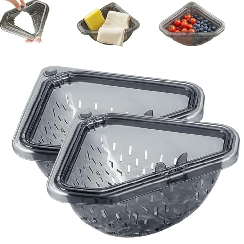 Magnetic Corner Sink Strainer 2026 New Magnetic Sink Drain Basket with Twist-Open Bottom Sinks Food Catcher Baskets for Food Scraps Sponge Holder & Quick-Rinse Produce Basket