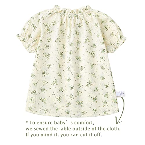 Image of Curipeer Toddler Girls Shirt Summer Casual Puff Short Sleeve Blouse Tops for Baby Girl