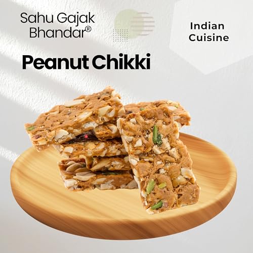 Image of SAHU GAJAK BHANDAR Peanut Chikki 350g| Jaggery Peanut Chikk | Groundnut Jaggery, Mungfali Gajak, Traditional Indian Sweet Bar