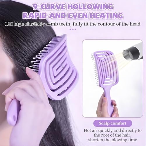 Image of Premium 3D Detangling Hair Brush for Women & Men- Anti Hair Fall Comb for Curly, Wavy & Straight Hair | Hair Straightening Brush, Wet & Dry Styling Brush | Scalp Massager, Frizz Control & Tangle Free Grooming Brush (PURPLE)