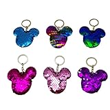 6 pack Sequin Mouse Keychain for DCL Fish Extender Gifts Cruise Pixie Dust Theme Park Magical Mouse Inspired Keychain