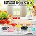 Flexzion Soft Boiled Egg Holder Set - Egg Cups for Soft Boiled Eggs British - Set of 6 Ceramic Egg Holder - Stackable Egg Coddler Cups with Base for Serving, Breakfast, Brunch, White