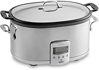 All-Clad 7-Quart Stainless Steel Electric Slow Cooker with Programmable LCD Timer, Oven-Safe Aluminum Insert, Silver