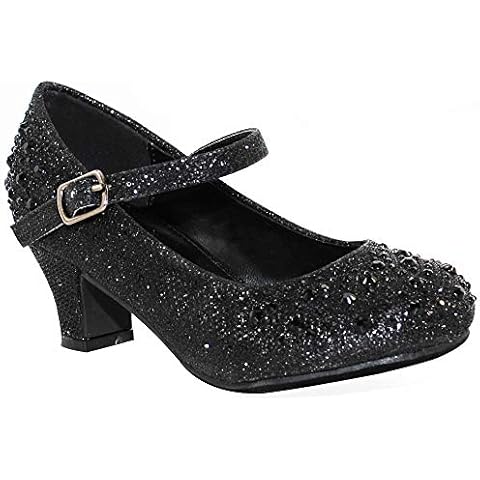 TRENDSUP Kids Sparkling Mary Jane Rhinestone Glitter Formal Dress Low Heel Pumps (Black, Numeric_4) Cover