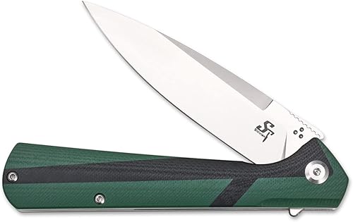 Miniatura 5 de Sitivien ST123 Cuchillo plegable, hoja D2 y mango G10 EDC cuchillo de herramienta con clip de bolsillo para acampar al aire libre EDC (verde)