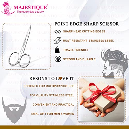 Majestique 2Pcs Professional Cuticle Scissors - Use as Fingernails, Shaving Scissors, Moustache, Beard, Eyebrow Scissors Toenails – Sharp Cuticle Scissors - Manicure Small... - Image 4