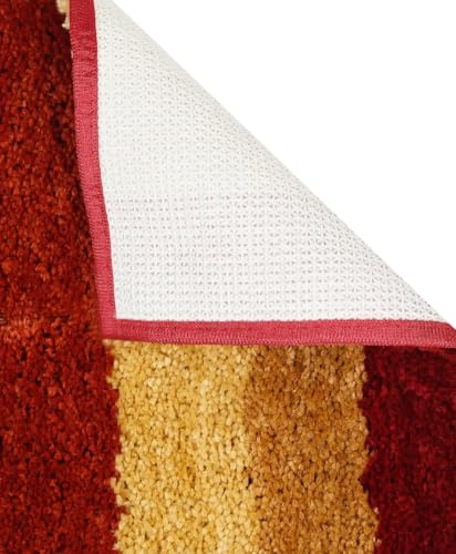 Image of GAVI Home Decor Bath Mat for Bathroom, Anti-Slip Bath mat & Door Mat for Bathroom, Bedroom, Kitchen (60 x 40 CM) (Red & Brown)