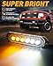 HLauto 406T Emergency Strobe Grille Lights: 4Pcs 6 LED Sync Feature Safety Warning Flashing Light, 12V-24V Ultra Slim Surface Mount Hazard Caution Light for Truck, Vehicle, Car, ATV, UTV (Amber White)